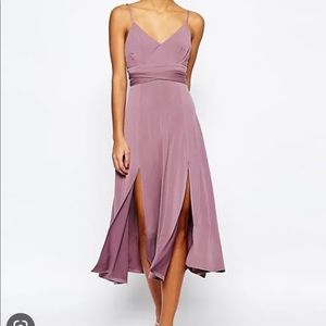 ASOS Cami Tie Waist Double Split Midi Dress